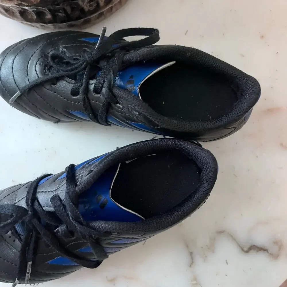 Adidas Youth Soccer Cleat Size 13K Black and Blue Lace Up - Picture 4 of 6